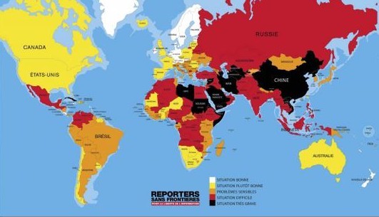 «Un anno eccezionale per la censura» Così Reporter sans Frontieres. Italia al 77°esimo posto.